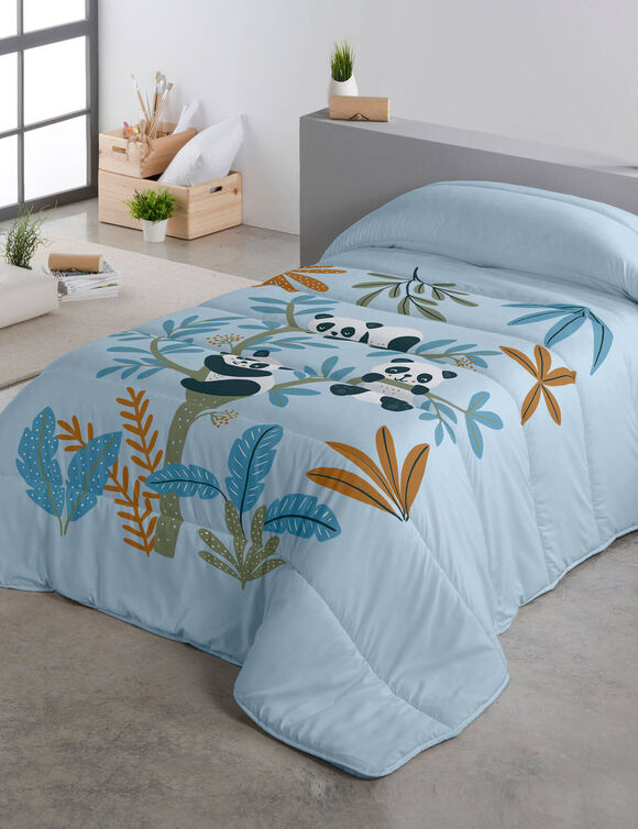 Kinderdekbed in microvezel met panda's 200 g/m² (blauw)