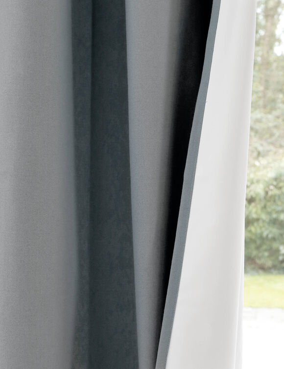 Rideau occultant bachette uni (gris perle)