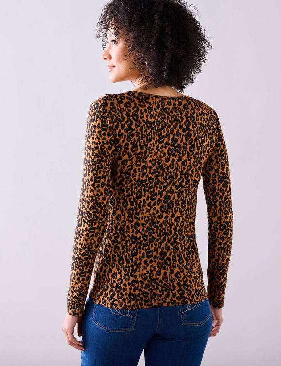T-shirt imprimé peau de bête, stretch (caramel / noir)