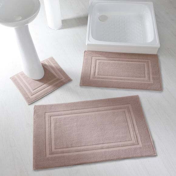 Tapis de bain éponge double liteau (taupe)