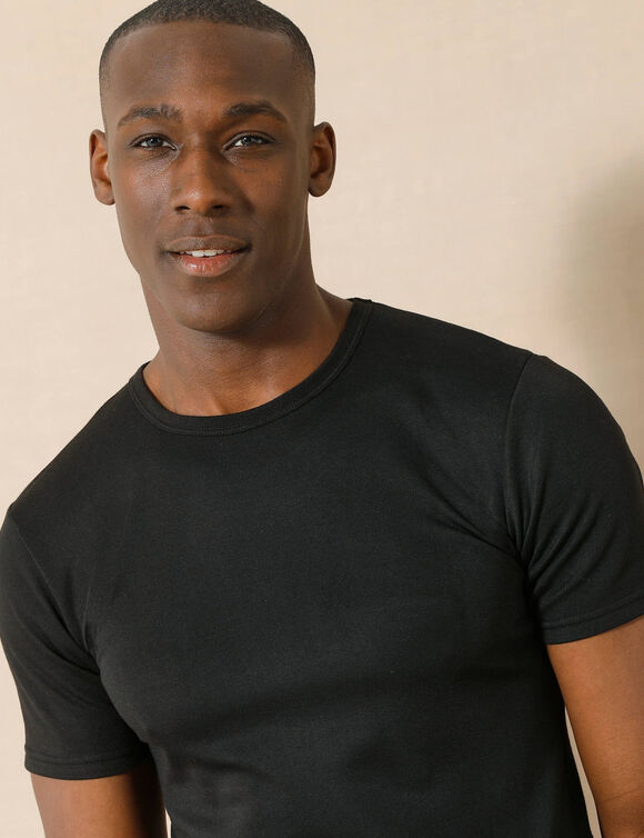 T-shirt sous-v&ecirc;tement homme col montant manches longues chaleur intense - lot de 2 (noir)