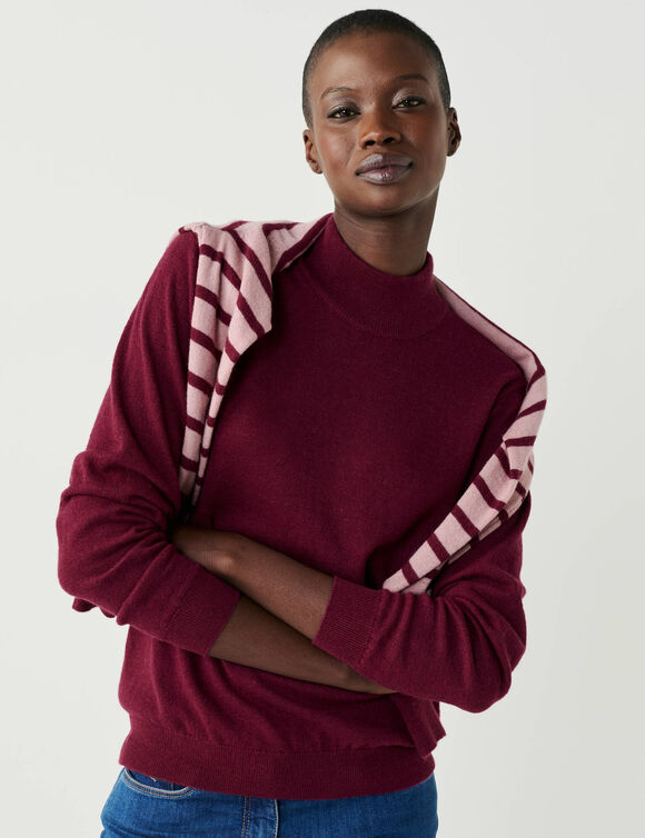 Pull col montant, laine d'agneau (bordeaux)