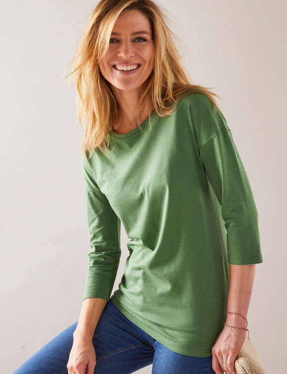 T-shirt volume loose manches 3/4 (vert mousse)