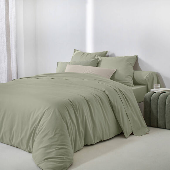 Linge de lit uni - coton lav&eacute; 57 fils/cm&sup2; (kaki clair)