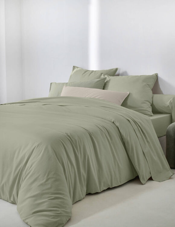 Linge de lit uni - coton lav&eacute; 57 fils/cm&sup2; (kaki clair)
