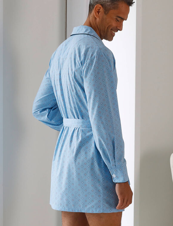 Pyjaveste imprim&eacute; popeline polycoton (bleu)