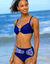 Effen bikinislip met hoge taille - gedrapeerd effect (marine)