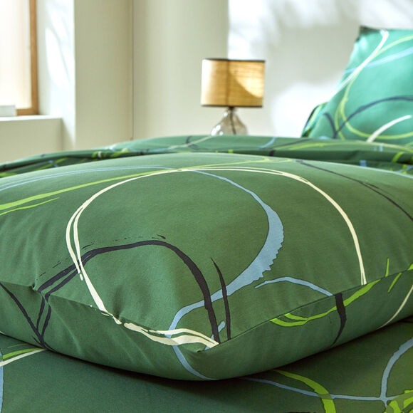 Linge de lit Noémie polycoton imprimé cercles (vert)