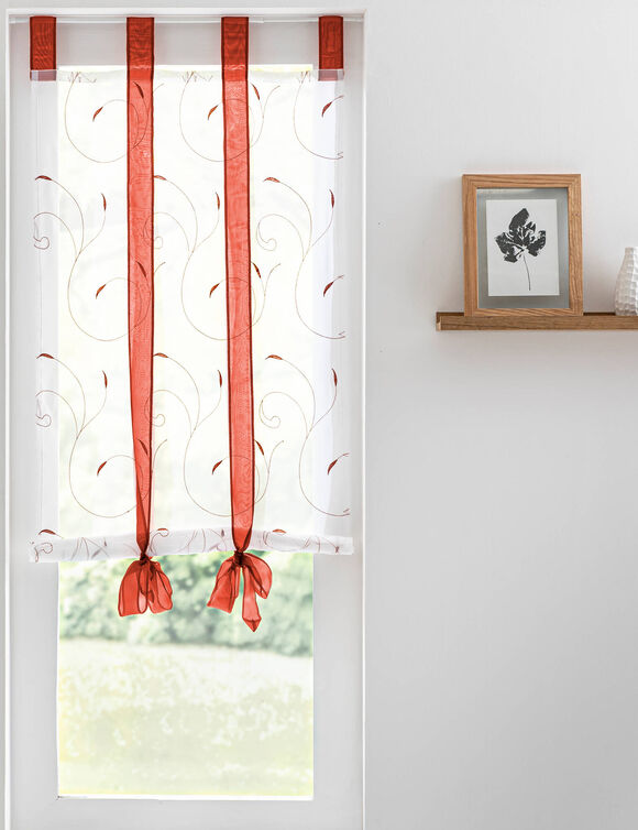 Store met fijne bladerenprint (terracotta / wit)