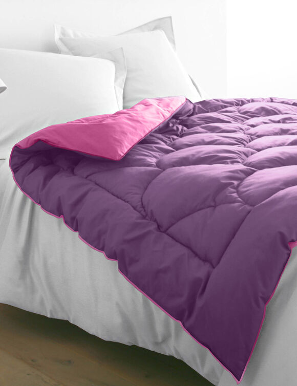 Tweekleurig donsdeken (fuchsia / aubergine)