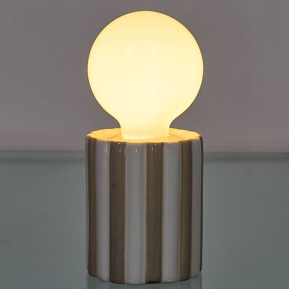 Staande ledlamp in keramiek (taupe / wit)