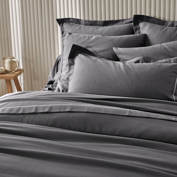 Linge de lit uni flanelle (anthracite)