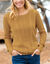 Pull col rond, maille torsad&eacute;e (curry)