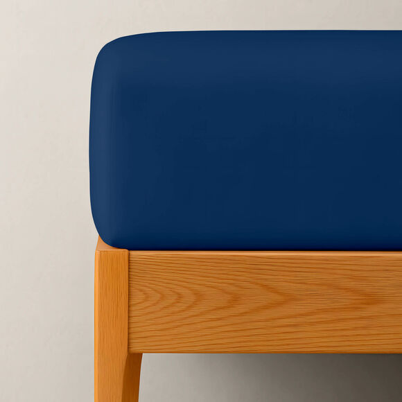 Krimpvrij hoeslaken in effen katoen (blauw)