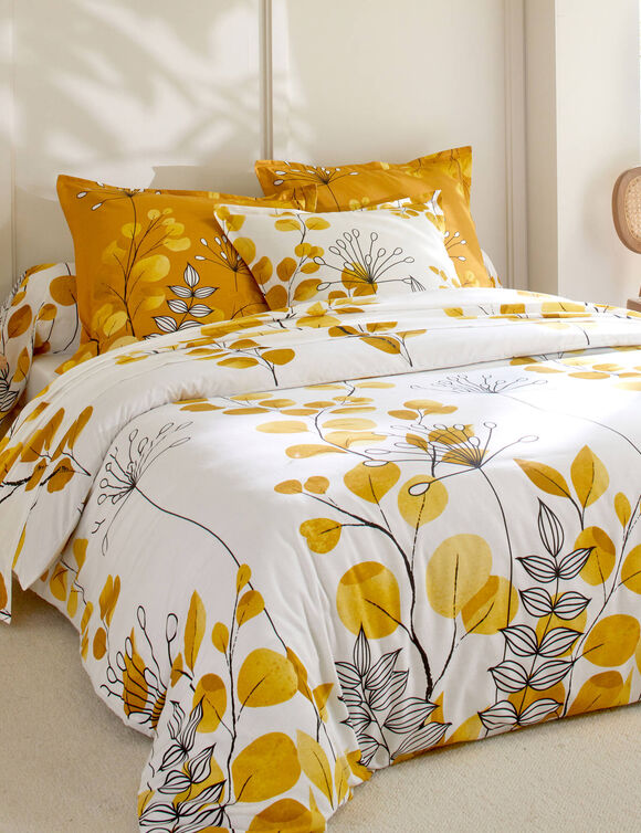 Linge de lit Danae en coton imprimé (miel)
