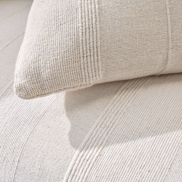 Plaid of sprei, effen katoen met artisanaal weefsel (ecru)