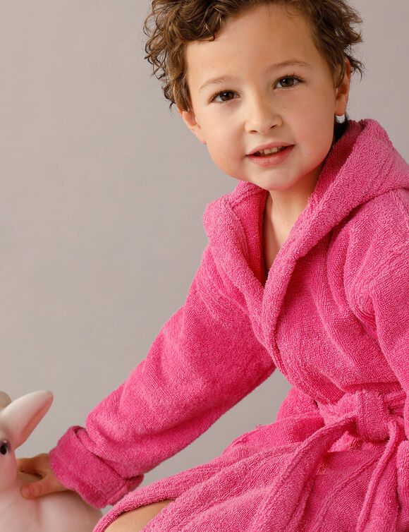 Peignoir enfant éponge bouclette à capuche (fuchsia)