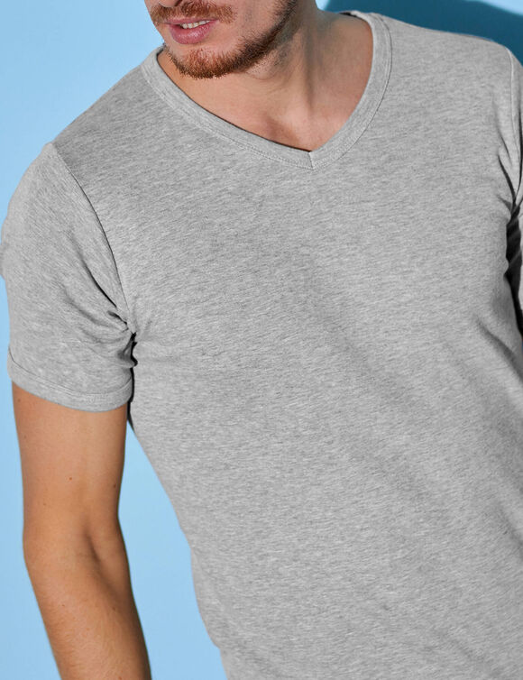 T-shirt sous-v&ecirc;tement homme col V - lot de 3 (gris chin&eacute;)