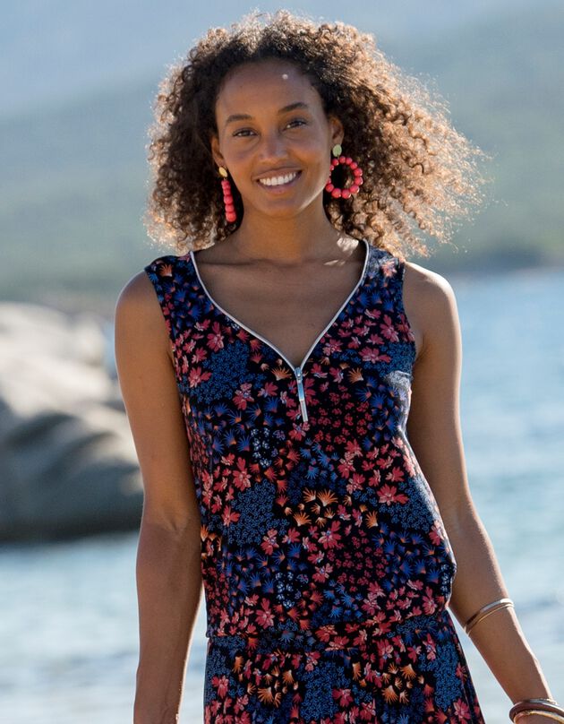 Débardeur zippé imprimé (bleu)