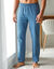 Pantalon pyjama coton uni (bleu gris&eacute;)