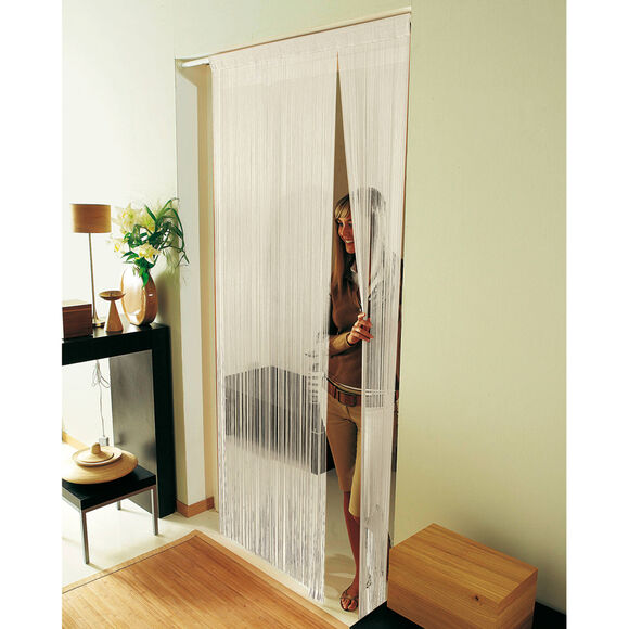 Rideau de fils d&eacute;coupable finition passe-tringle (naturel)