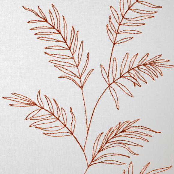 Vitrage voile brodé grandes feuilles - la paire (terracotta)
