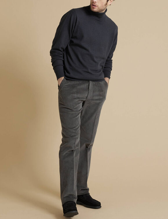 Pantalon ville velours c&ocirc;tel&eacute; &eacute;lastiqu&eacute; c&ocirc;t&eacute;s (gris)