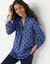 Blouse met Tunesische kraag en stippenprint, cr&ecirc;pe (indigo / zwart)