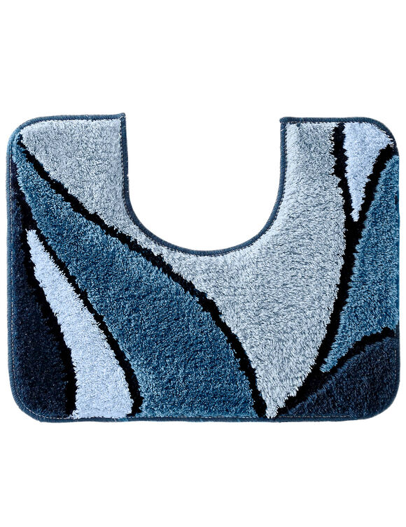 Badmatje met plantenmotief (blauw)