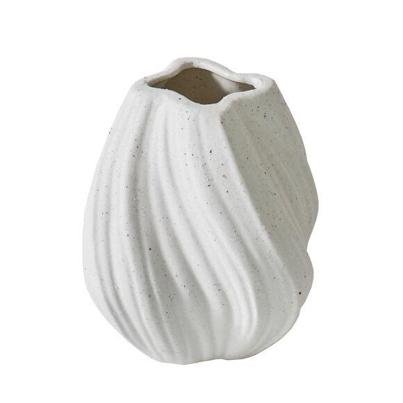 Vase twist&eacute; en porcelaine blanche mouchet&eacute;e (blanc)