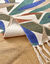 Geweven tapijtje in klein formaat, met jungleprint - rechthoekig (ecru / blauw)