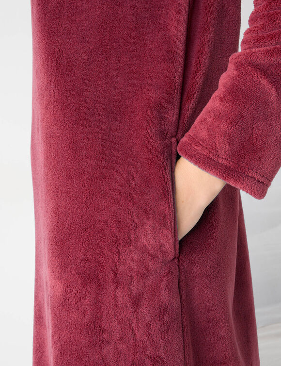 Lang nachthemd met sterrenborduursels, fleece (bordeaux)