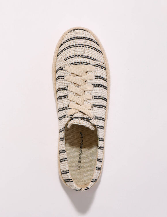 Sneakers met sleehak en koordzool (zwart / wit)