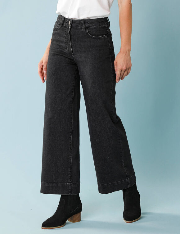 Jean taille haute Sp&eacute;cial Petites entrej. 65 cm, coupe large 7/8&egrave;me (noir)