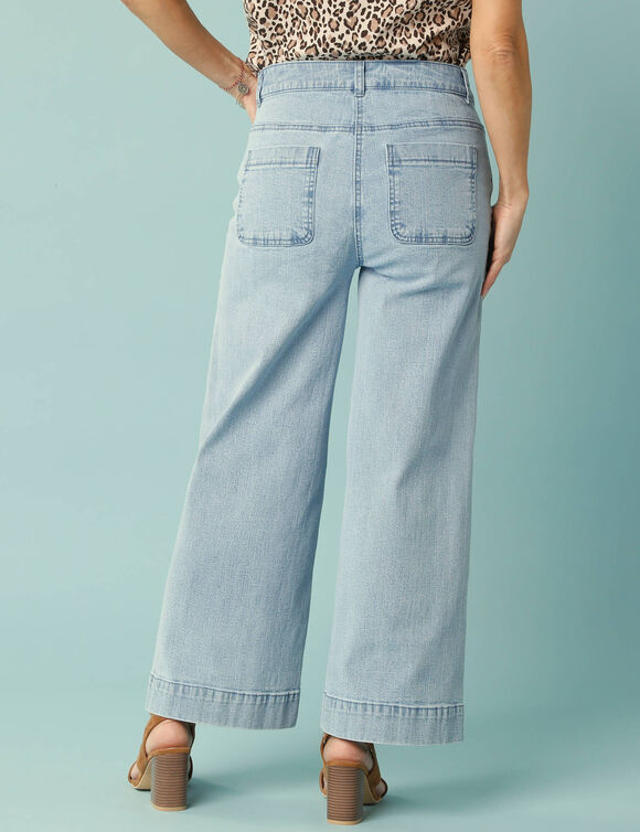 Jean taille haute Spécial Petites entrej. 60 cm, coupe large 7/8ème (bleached)