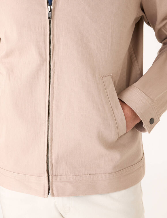 Blouson met rits en hemdkraag, in canvas (zandkleur)
