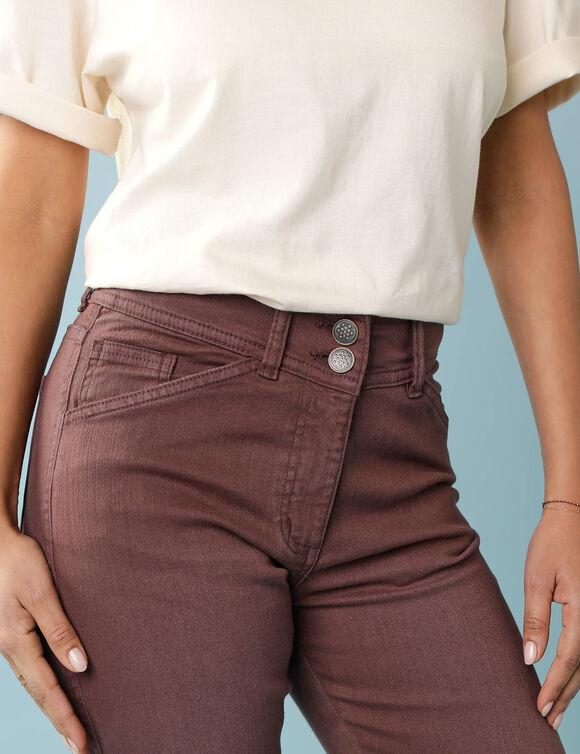 Pantalon droit &agrave; d&eacute;coupes, Sp&eacute;cial Petites (chocolat)