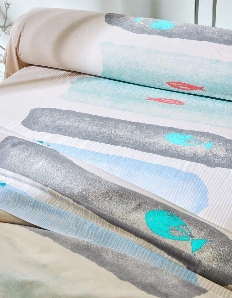Linge de lit Aqua en coton imprimé poissons, bleu Linge de lit Aqua en coton imprimé poissons, bleu, hi-res image number 5