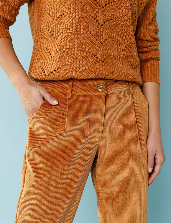 7/8-broek in velours, kleine lengtes (honing)