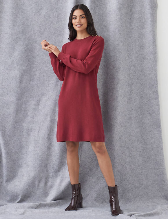 Robe pull boutons   (rouge fonc&eacute;)