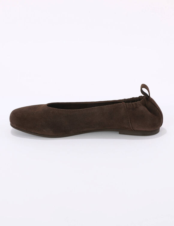 Ballerines cro&ucirc;te de cuir plates (chocolade)