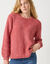 Pull manches longues maille bouclette, épaules tombantes (rose)