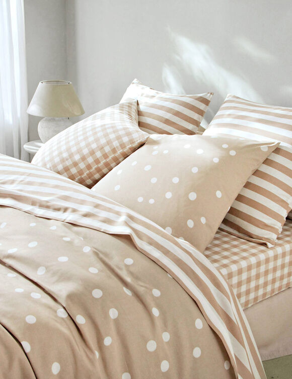 Bedlinnen Lou met ruitenprint - in katoen (beige)