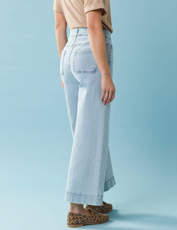 Jeans met hoge taille, voor Kleine Lengtes, binnenpijplengte 65 cm, ruim 7/8-model (bleached)