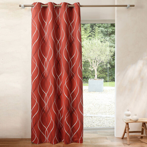 Verduisterend gordijn met golvende motieven (terracotta)