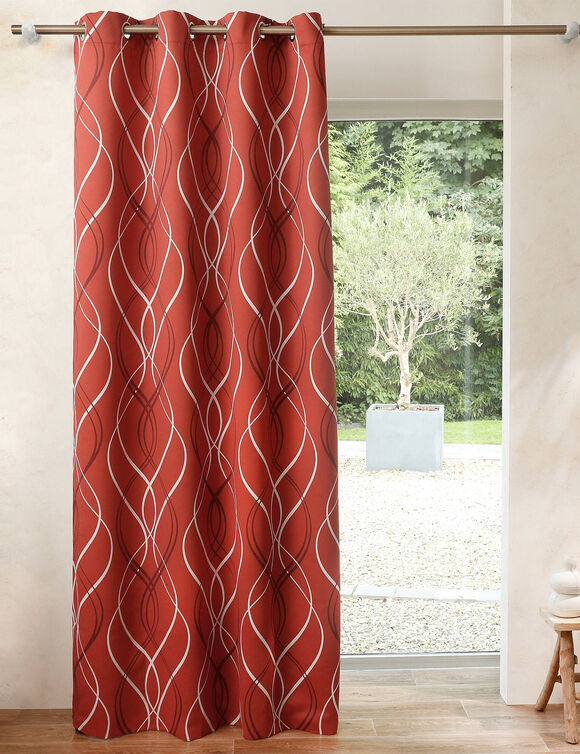 Verduisterend gordijn met golvende motieven (terracotta)