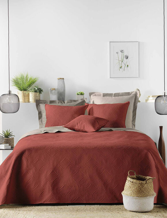Couvre-lit matelassé uni (terracotta)