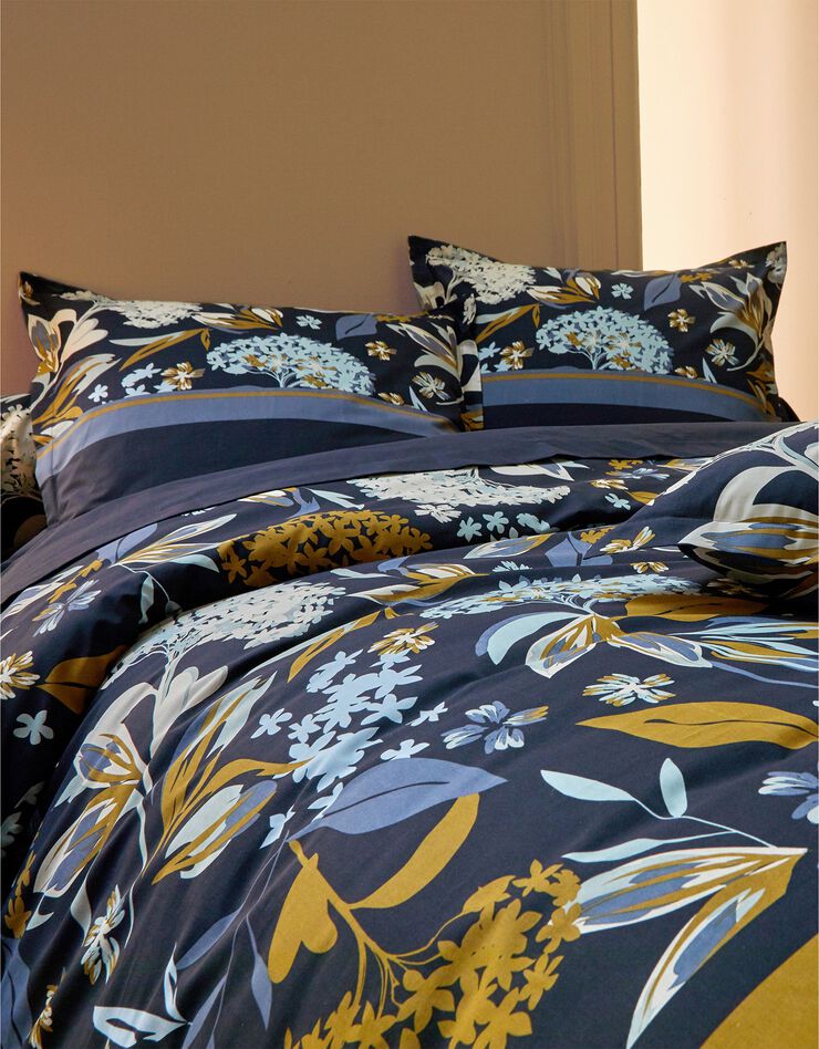 Linge de lit Hortense en coton imprimé fleuri (bleu)
