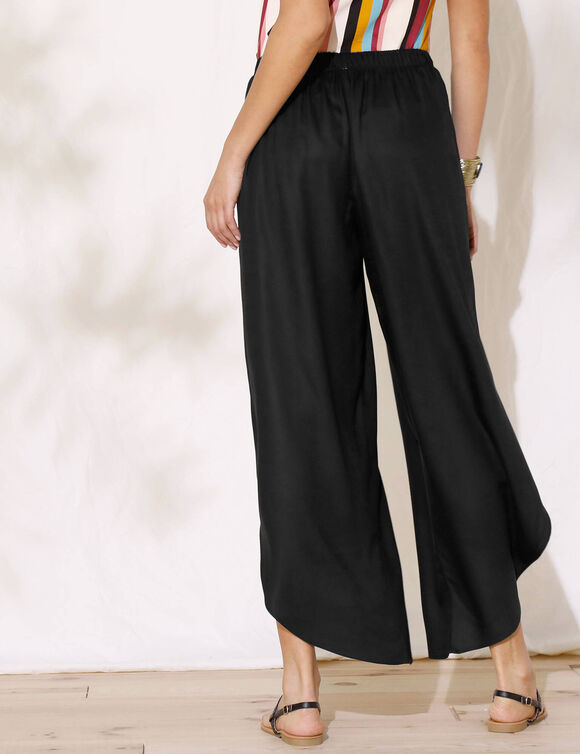 Ruime broek met split (zwart)
