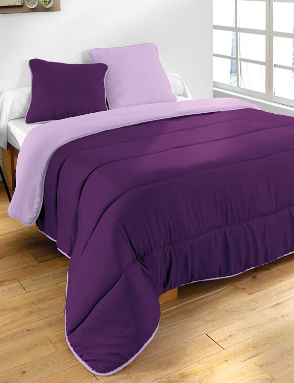 Tweekleurig microvezel dekbed, 500 g/m&sup2; (aubergine / parma)